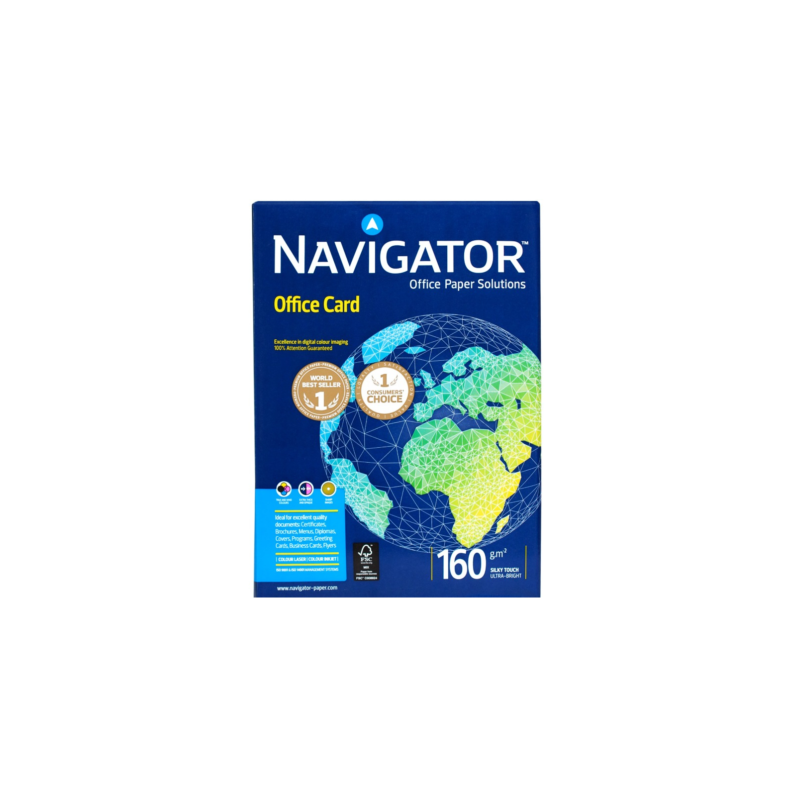 Папір формату А4, щільністю 160 г/м². Navigator Office Card